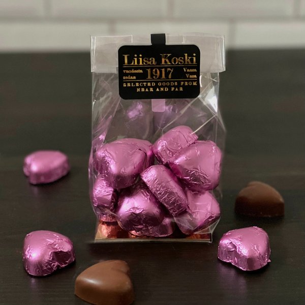 Sydänmuotoiset suklaakonvehdit 190g  pinkki